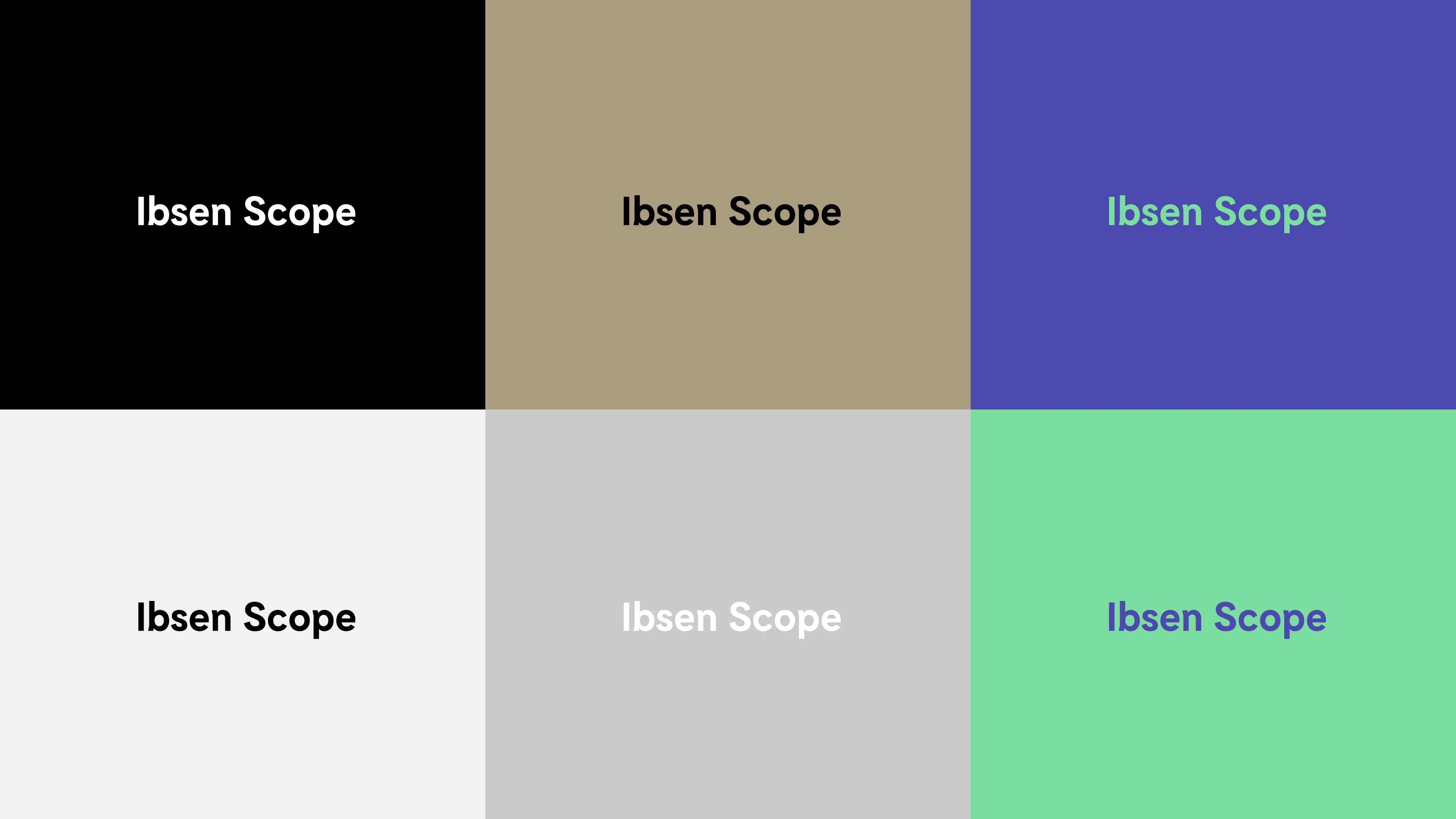Ibsen Scope logo i ulike fargekombinasjoner