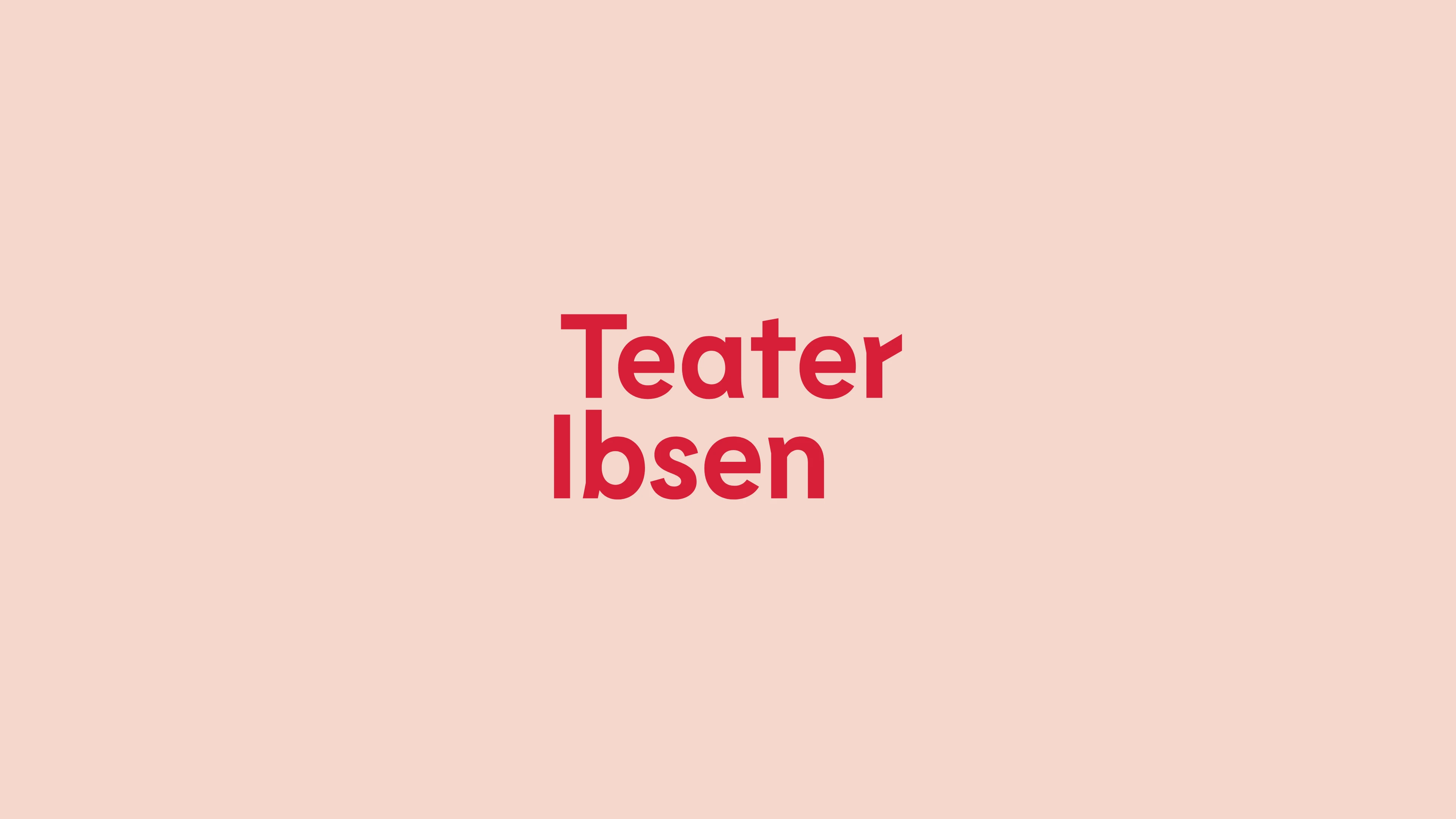 Teater Ibsen logo. Rød på rosa bakgrunn.