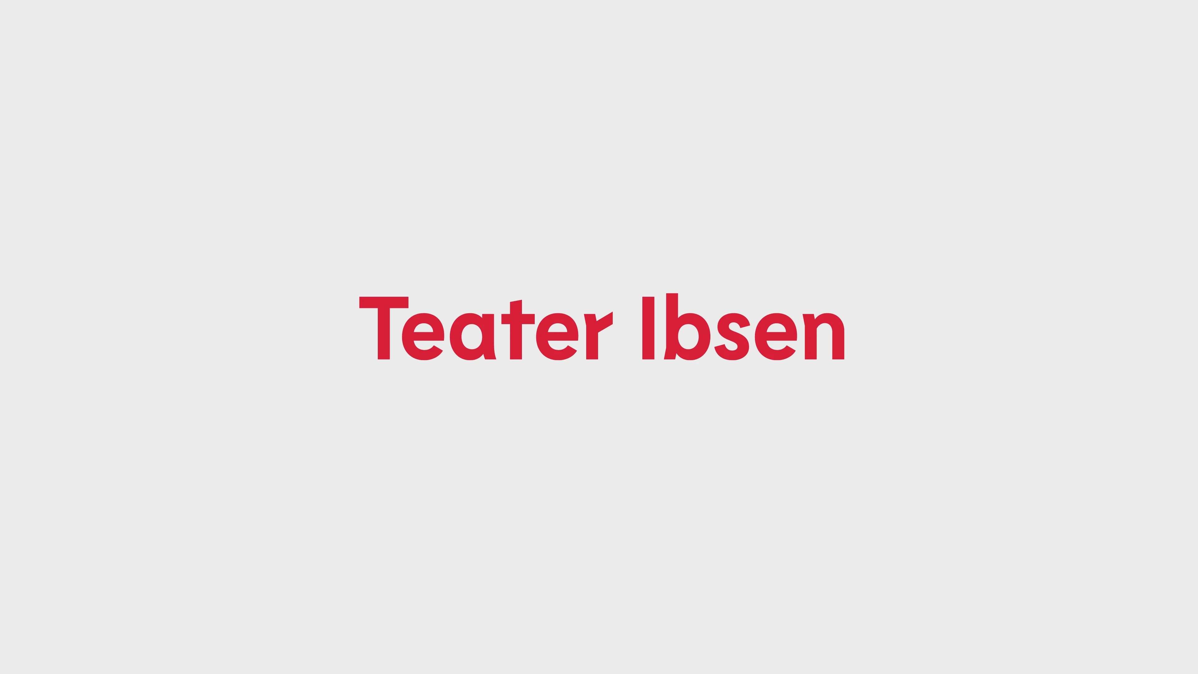 Horisontal Teater Ibsen logo. Rød på hvit bakgrunn.