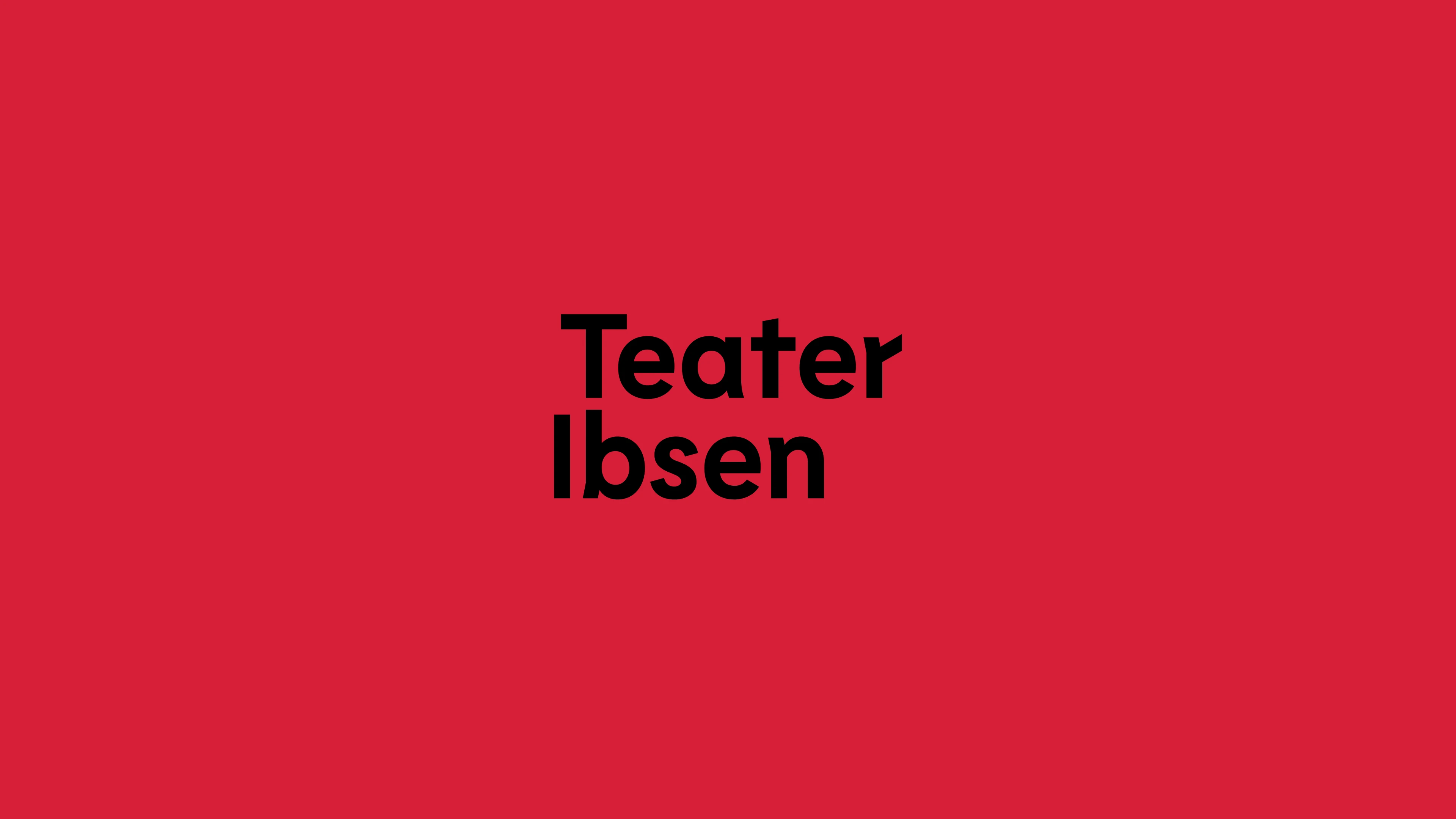 Teater Ibsen logo. Sort på rød bakgrunn.