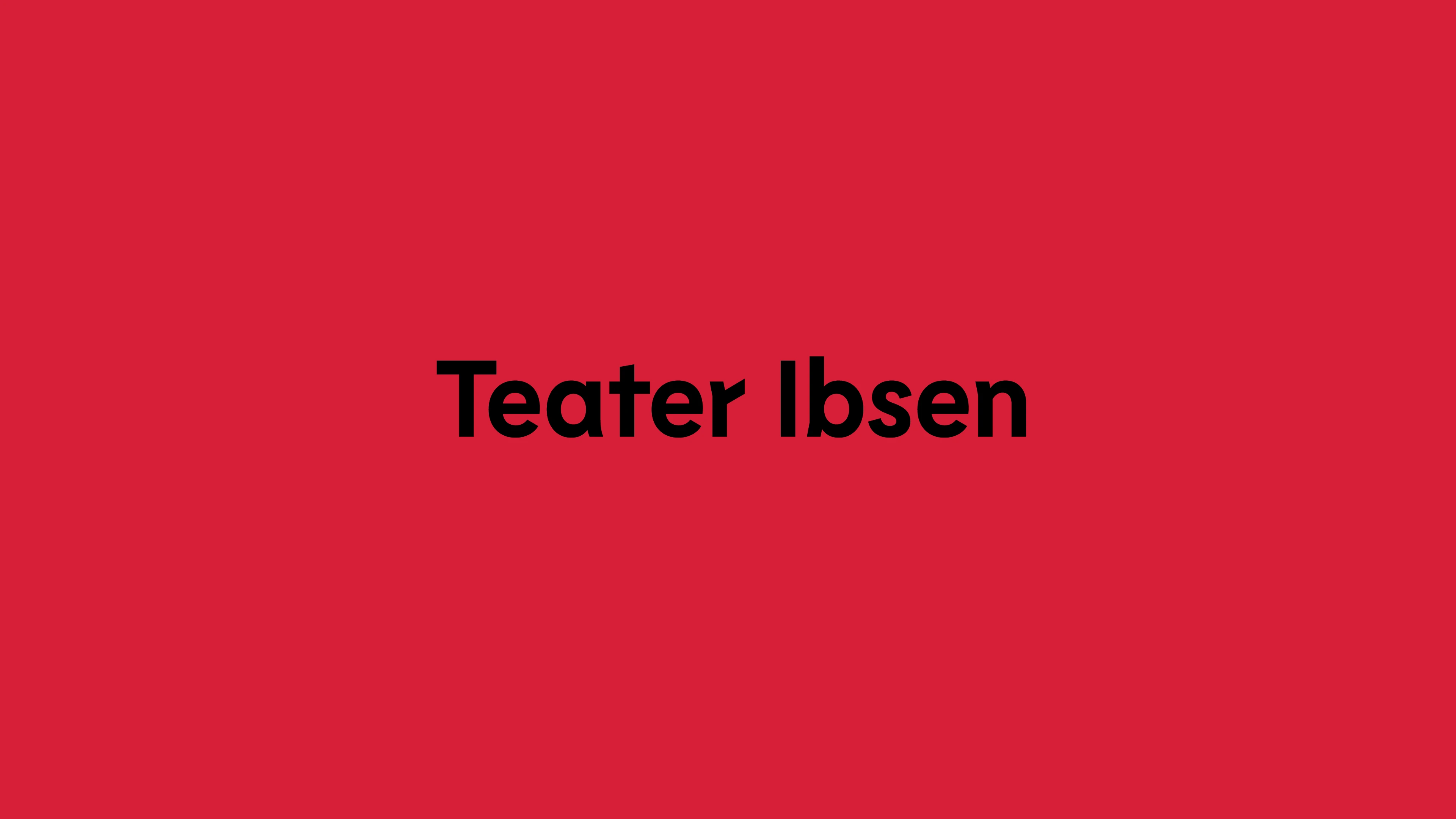 Horisontal Teater Ibsen logo. Sort på rød bakgrunn.